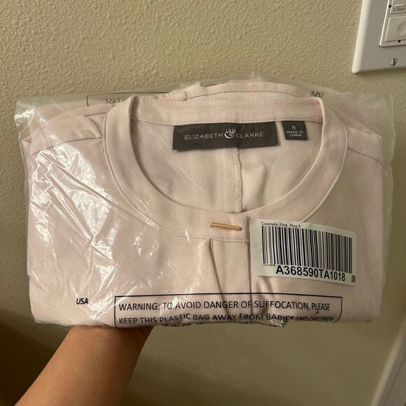 NWT Size 8 Elizabeth & Clarke Women’s Cosmetic Pink Button Down Blouse Sleeveles - Picture 8 of 8